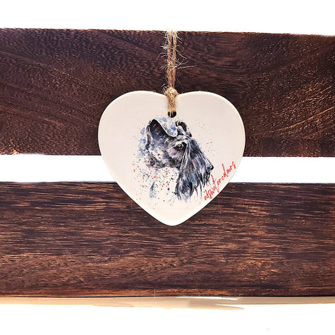 Kerry Blue - TRUE BLUE II ceramic heart  - Christmas ornament, Kerry Blue decoration, Kerry Blue ornament,Kerry Blue ceramic heart