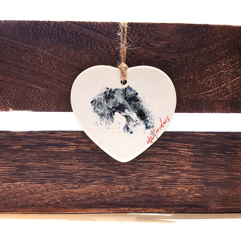 Kerry Blue III - Ceramic heart  - Christmas ornament, Kerry Blue decoration, Kerry Blue ornament,Kerry Blue ceramic heart