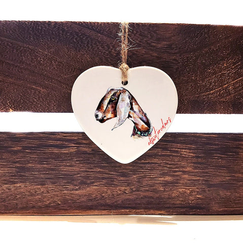 Goat Ceramic heart 2  - Christmas ornament, Goats decoration, Goats ornament,Goats ceramic heart