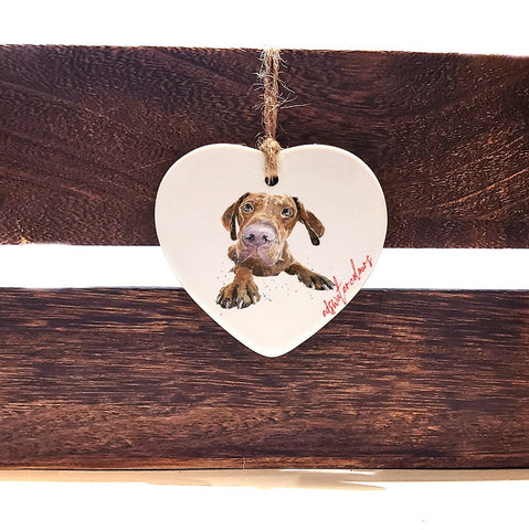 Vizsla Unblemished ceramic heart  - Christmas ornament, Vizsla decoration, Vizsla ornament,Vizsla ceramic heart