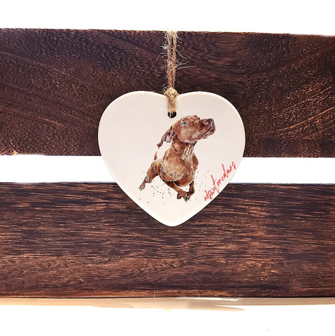 Vizsla - What's cooking? ceramic heart  - Christmas ornament, Vizsla decoration, Vizsla ornament,Vizsla ceramic heart