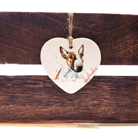Bull Terrier Perfection ceramic heart  - Christmas ornament, Bull Terrier decoration, Bull Terrier ornament,Bull Terrier ceramic heart