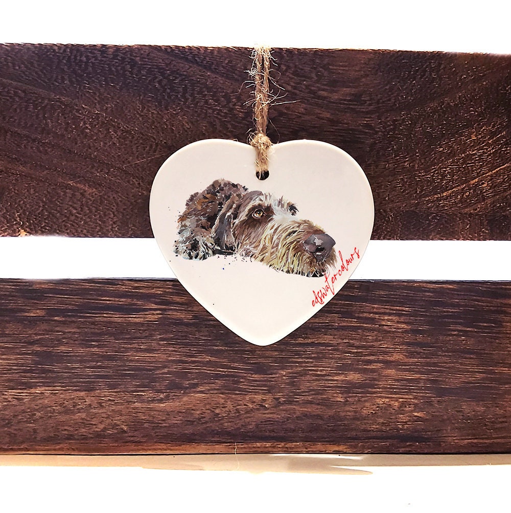 German Wirehaired Pointer Ceramic heart  - Christmas ornament, GWP decoration, GWP ornament, GWP ceramic heart