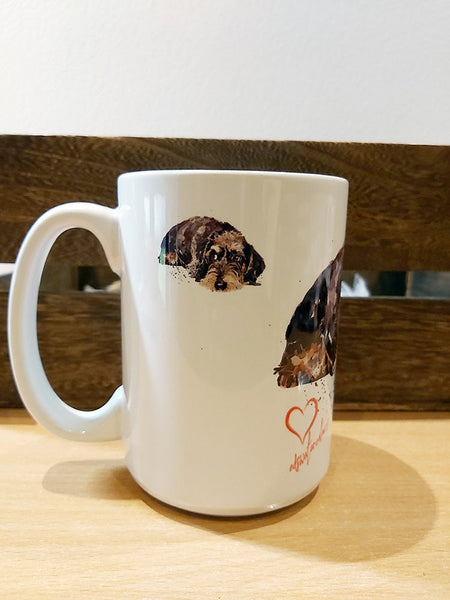 Large Wirehaired Dachshund Ceramic Mug 15 oz-  Doxie Coffee Mug, Wirehaired Dachshund mug gift ,Wirehaired Doxie Mug