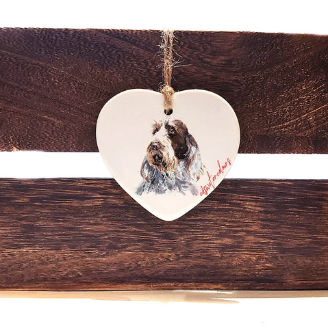 Spinone Lost in Thought ceramic heart  - Christmas ornament, Spinone decoration, Spinone ornament,Spinone ceramic heart