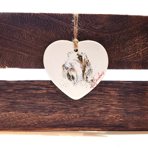 Spinone Unblemished ceramic heart  - Christmas ornament, Spinone decoration, Spinone ornament,Spinone ceramic heart