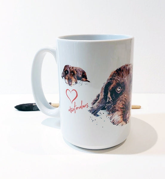 Large Brown Wirehaired Dachshund Ceramic Mug 15 oz-  Doxie Coffee Mug, Wirehaired Dachshund mug gift ,Brown Wire Doxie, Wirehaired Doxie Mug