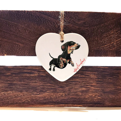 Dachshund/Doxie Ceramic Heart 3  - Dachshund/Doxie Ceramic decoration, Dachshund/Doxie Ceramic ornament,Dachshund/Doxie Ceramic heart