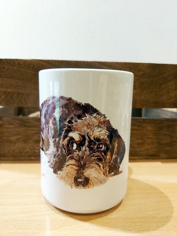 Large Wirehaired Dachshund Ceramic Mug 15 oz-  Doxie Coffee Mug, Wirehaired Dachshund mug gift ,Wirehaired Doxie Mug