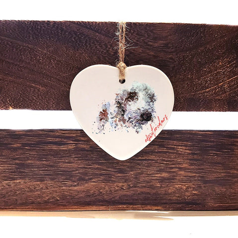 Bedlington Terrier 2 Ceramic heart - Bedlington Terrier decoration, Bedlington Terrier ornament,Bedlington Terrier ceramic heart