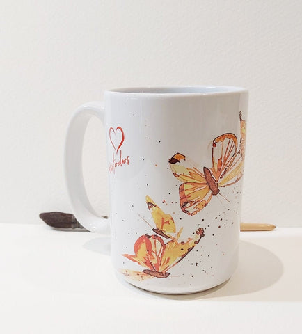 Large Butterflies Ceramic Mug 15 oz- Butterflies Coffee Mug,Butterflies mug gift ,Butterflies Mug, Butterflies Mug