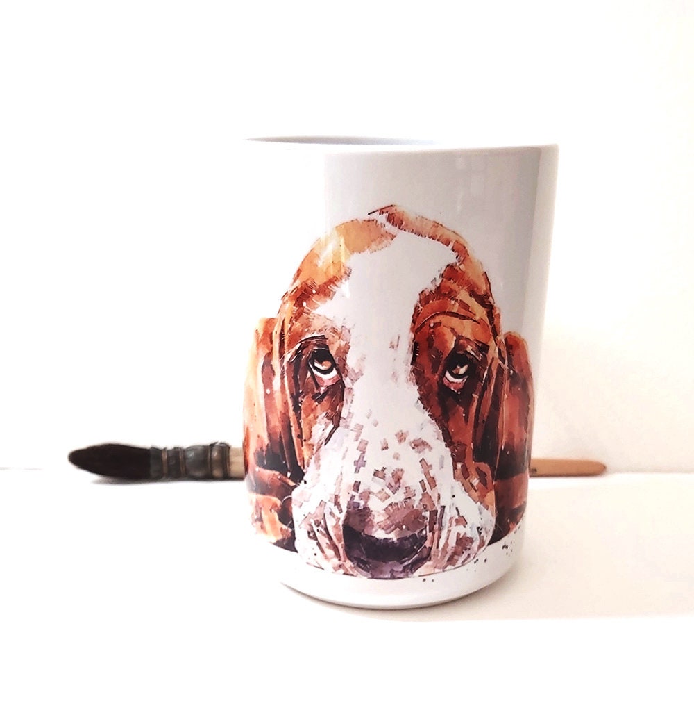 Basset Hound Large  Ceramic Mug 15 oz- Basset Hound Coffee Mug, Basset Hound mug gift ,Basset Hound Mug