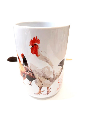 Chickens Large  Ceramic Mug 15 oz- Chickens Coffee Mug, Chickens mug gift ,Chickens Mug,hens tea mug