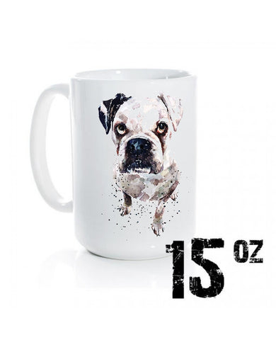 Large White Boxer dog 2  Ceramic Mug 15 oz-  Boxer Coffee Mug, Boxer mug gift ,Boxer Mug