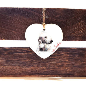 Bedlington Terrier 3 Ceramic heart - Bedlington Terrier decoration, Bedlington Terrier ornament,Bedlington Terrier ceramic heart