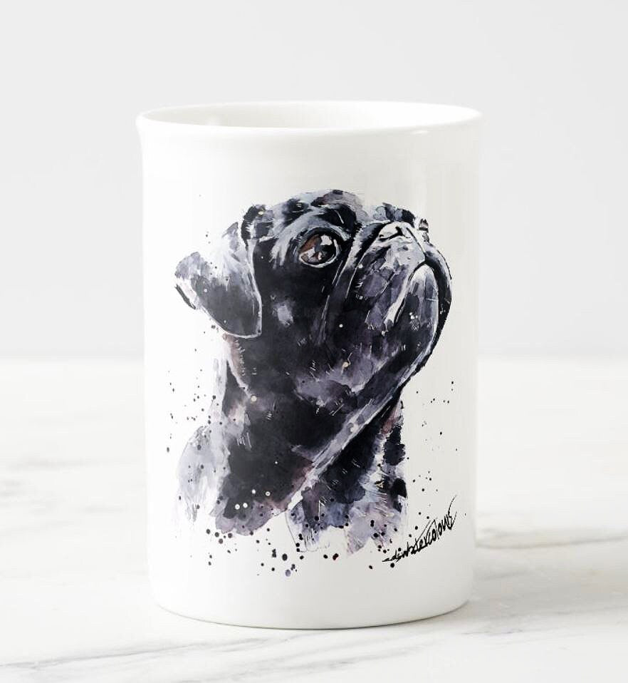 Pug Windsor fine bone china Mug 10 oz- Pug Coffee Mug, Pug gift mug ,Pug Mug,fine bone china Mug,Pug Windsor fine bone china Mug