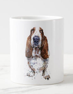 Basset Hound 2 Large  Ceramic Mug 15 oz- Basset Hound Coffee Mug, Basset Hound mug gift ,Basset Hound Mug