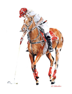 Polo Player " Print Watercolour.Polo rider watercolour, polo sport art, polo playing art, polo painting, polo female player, polo wall art