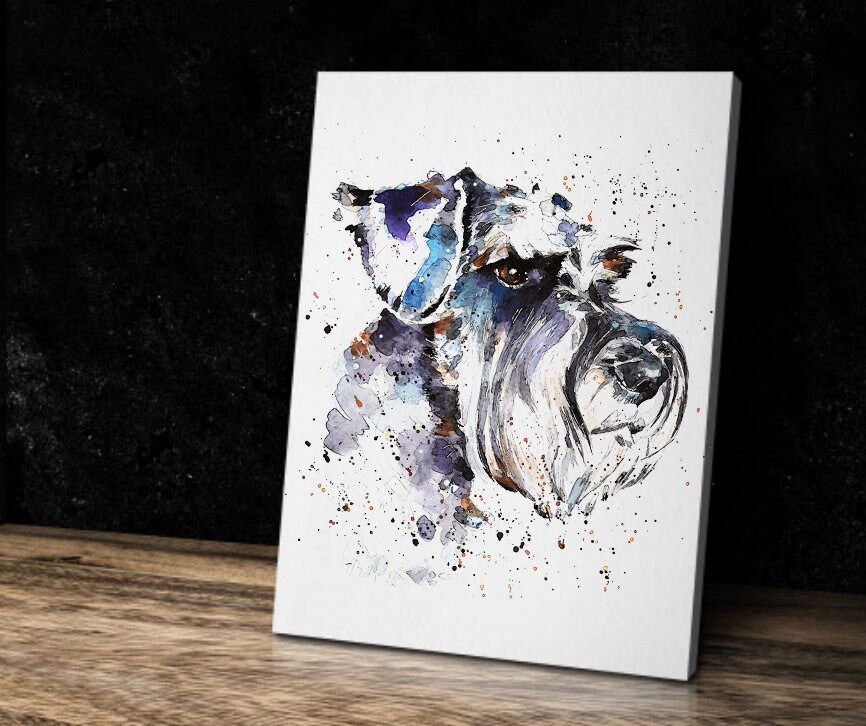 Schnauzer "Canvas Print Watercolour. Schnauzer  wall canvas, Schnauzer  canvas wall art  Decor print,Schnauzer  home decor,Schnauzer Print