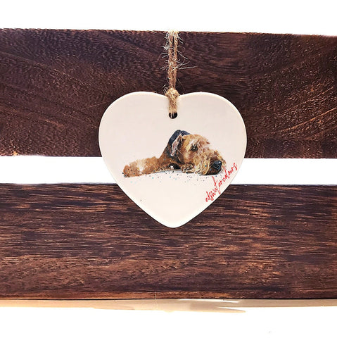 Airedale Terrier 1 ceramic heart - Christmas ornament, Airedale  decoration, Airedale  ornament,Airedale  ceramic heart