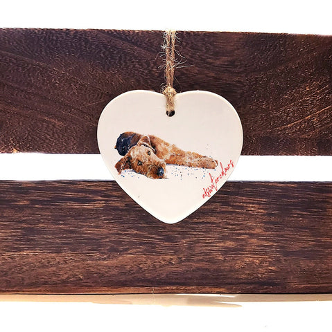 Airedale Terrier 3 ceramic heart - Christmas ornament, Airedale  decoration, Airedale  ornament,Airedale  ceramic heart