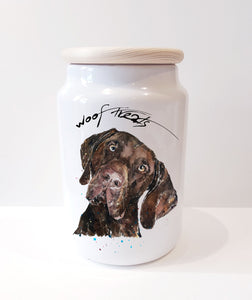 German Shorthaired Pointer Ceramic Treats Jar. GSP canister,German Shorthaired Pointer dog treats jar,GSP Treats container
