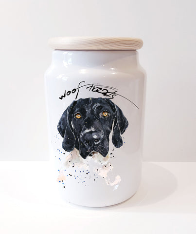 German Shorthaired Pointer Ceramic Treats Jar. GSP canister,German Shorthaired Pointer dog treats jar,GSP Treats container