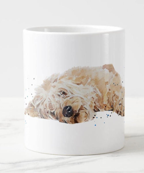 Large Goldendoodle Reclined Ceramic Mug 15 oz-  Goldendoodle Coffee Mug, Goldendoodle  mug gift ,Goldendoodle tea cup