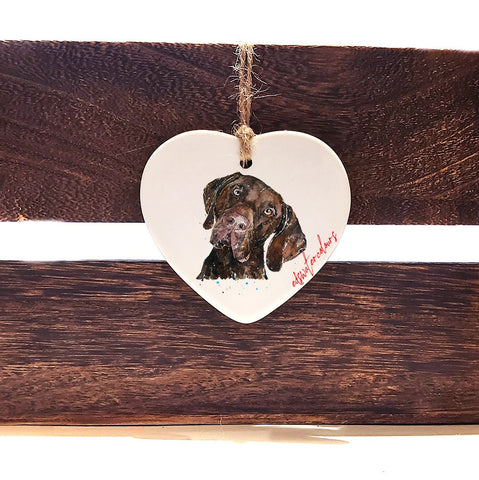 German short-haired Pointer 3 Ceramic heart  - Christmas ornament, GSP decoration, GSP ornament, GSP ceramic heart