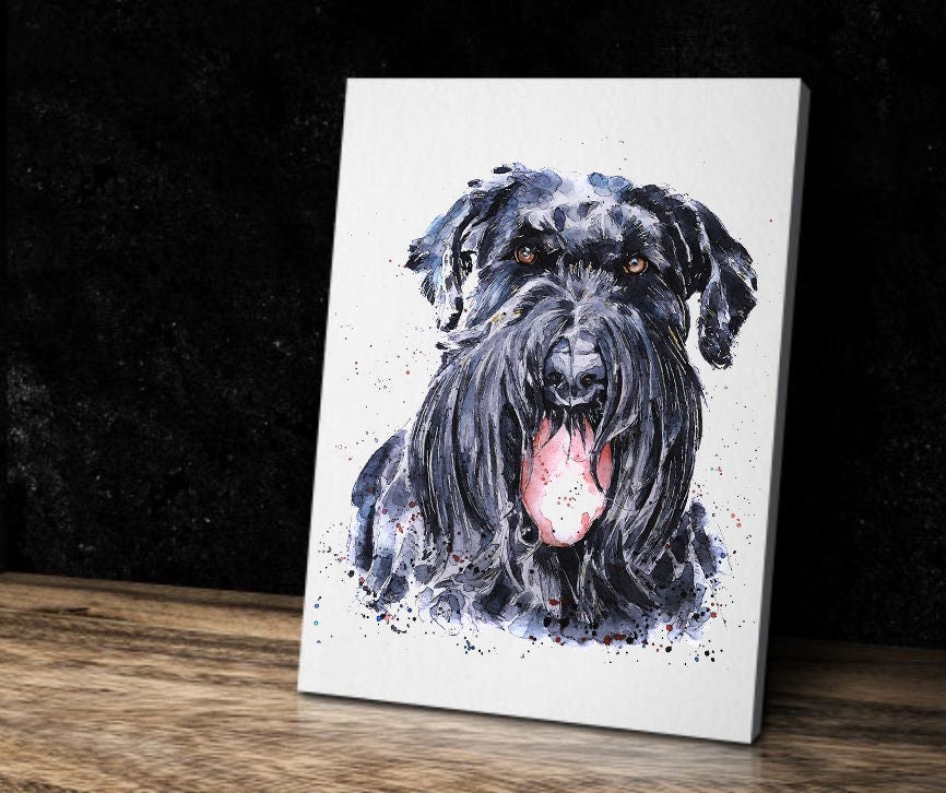 Giant Schnauzer "Canvas Print Watercolour. Schnauzer  wall canvas, Schnauzer  canvas wall art  Decor print,Schnauzer  home decor