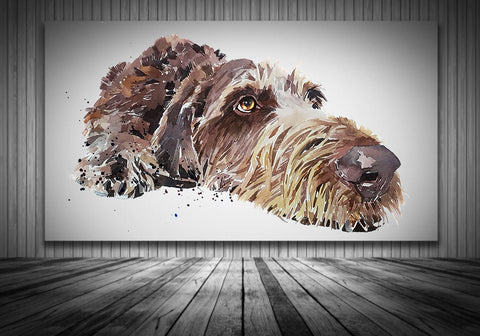 German Wirehaired Pointer " Canvas Print Watercolour.German Wirehaired Pointer Canvas art,German Wirehaired Pointer print,GWP wall art