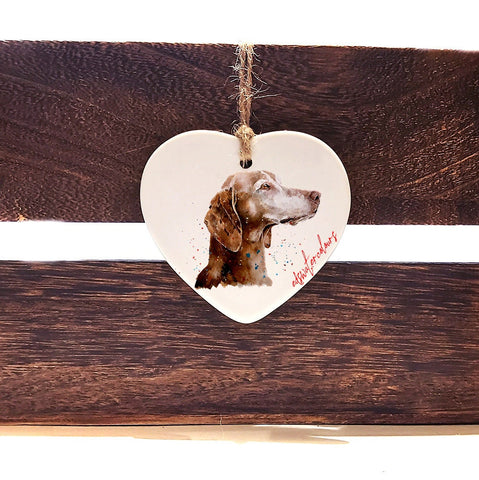 Vizsla Sugar Face ceramic heart  - Christmas ornament, Vizsla decoration, Vizsla ornament,Vizsla ceramic heart