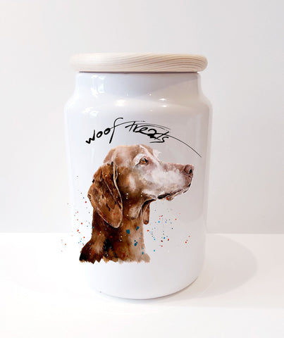 Vizsla Sugar Face Ceramic Treats Jar. Vizsla Canister,Vizsla jar.Vizsla Doggie treats container,Vizsla goodies jar,Vizsla treats canister