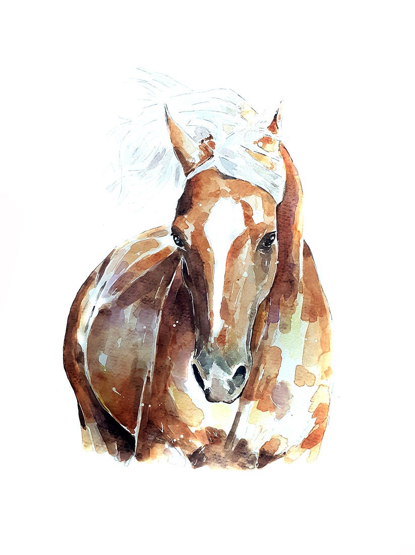 Palomino Horse" Print Watercolour.Horse art, Horse watercolour, Horse wall art, Horse wall print, Horse home decor, Horse art print