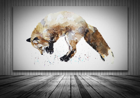 Mousing Fox Canvas Print " Print Watercolour.Fox art,Fox watercolour print,Fox wall art,Fox wall decor, Fox painting canvas print