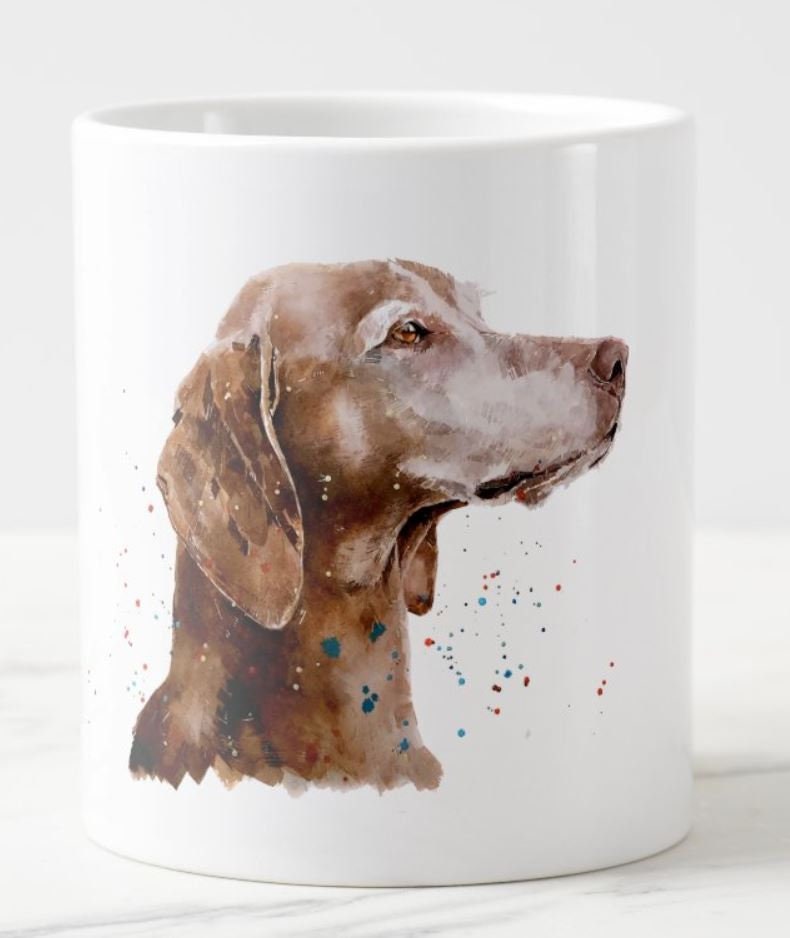 Large Vizsla Sugar Face Ceramic Mug 15 oz-  Vizsla Coffee Mug, Vizsla mug gift ,Vizsla Mug