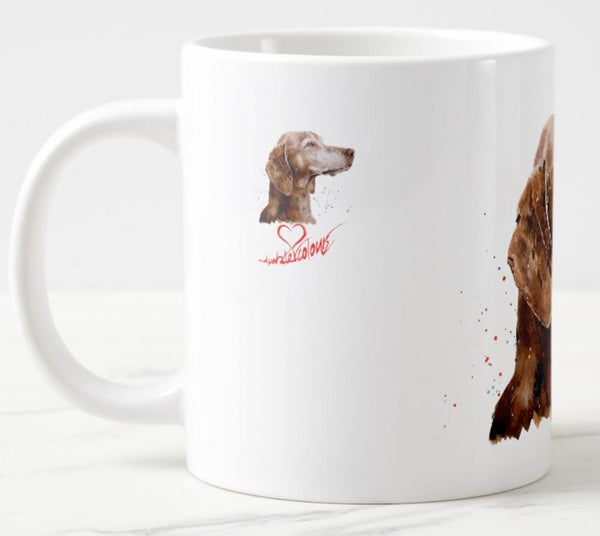 Large Vizsla Sugar Face Ceramic Mug 15 oz-  Vizsla Coffee Mug, Vizsla mug gift ,Vizsla Mug