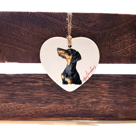 Doberman Regal Ceramic heart  -  Christmas ornament, Doberman Ceramic heart  decoration,Doberman Ceramic heart ornament