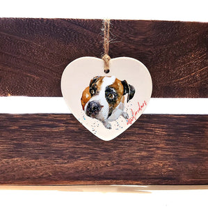 German Boxer Dog - A gentle Soul Ceramic Heart -  Christmas ornament, white Boxer decoration,Boxer dog ornament,Boxer Dog Xmas tree decor