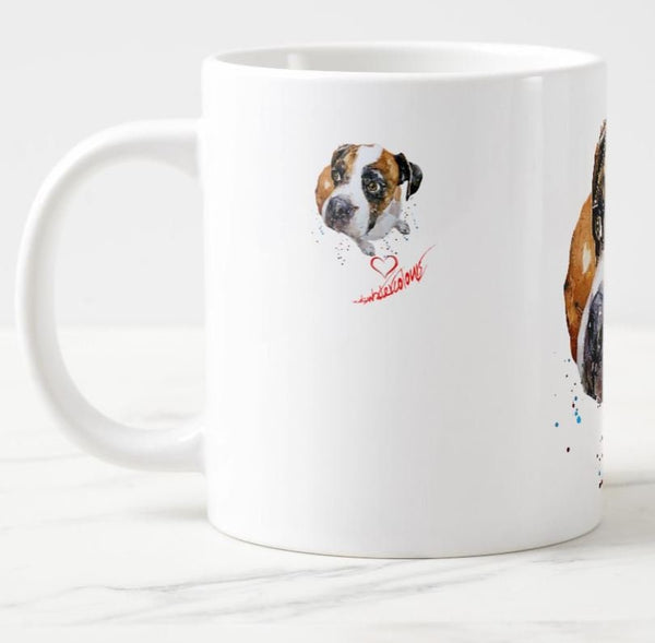 German Boxer Dog - A gentle Soul Dog Large  Ceramic Mug 15 oz- Boxer Dog Coffee Mug, Boxer Dog mug gift ,Boxer Dog Mug,Boxer Dog Cup