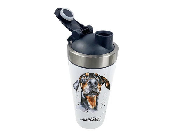 Doberman 500ml Steel Shaker Bottle/Travel Mug .Doberman shaker bottle,Dobermanbottle gift,Doberman travel mug
