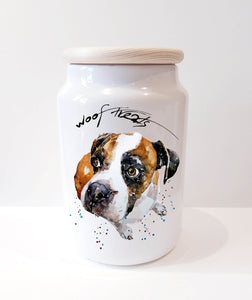 German Boxer Dog A gentle Soul Ceramic Treats Jar.German Boxer Canis EdsWatercoloursArt