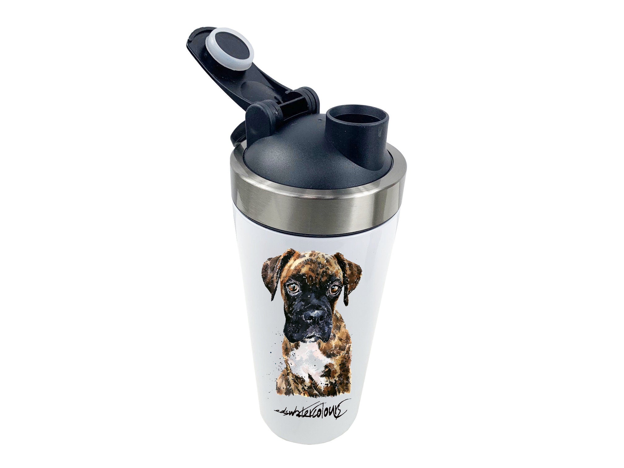 Brindle German Boxer 500ml Steel Shaker Bottle-Wire haired German Boxer shaker bottle,Boxer bottle gift,Boxer  travel mug