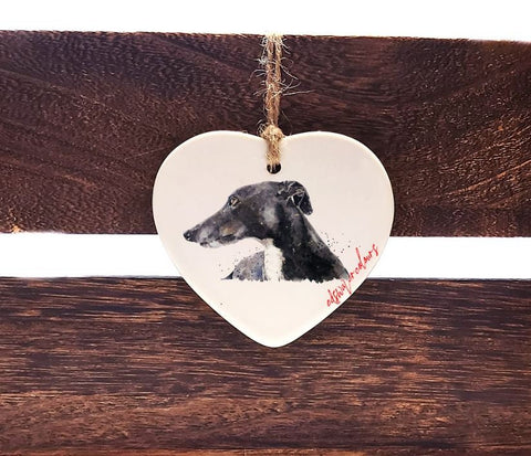 whippet Ceramic heart  - whippet Christmas ornament, whippet decoration, whippet ornament, whippet ceramic heart,Sighthound ceramic heart