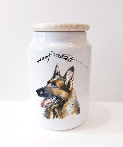 German Shepherd II Ceramic Treats Jar.German Shepherd canister,German Shepherd treats jar,German Shepherd Container,German Shepherd snacks
