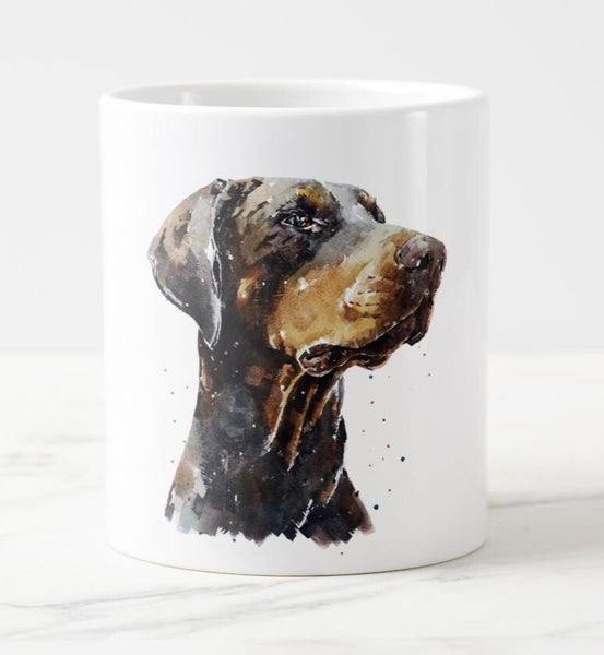 Large Brown Doberman Ceramic Mug 15 oz-  Doberman Coffee Mug, Chocolate Doberman mug gift ,Doberman, Doberman Mug