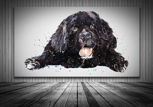 Newfoundland Dog Chilling" Canvas Print Watercolour,Newfoundland Canvas, Newfoundland Dog Canvas art,Newfoundland Dog Canvas wall hanging
