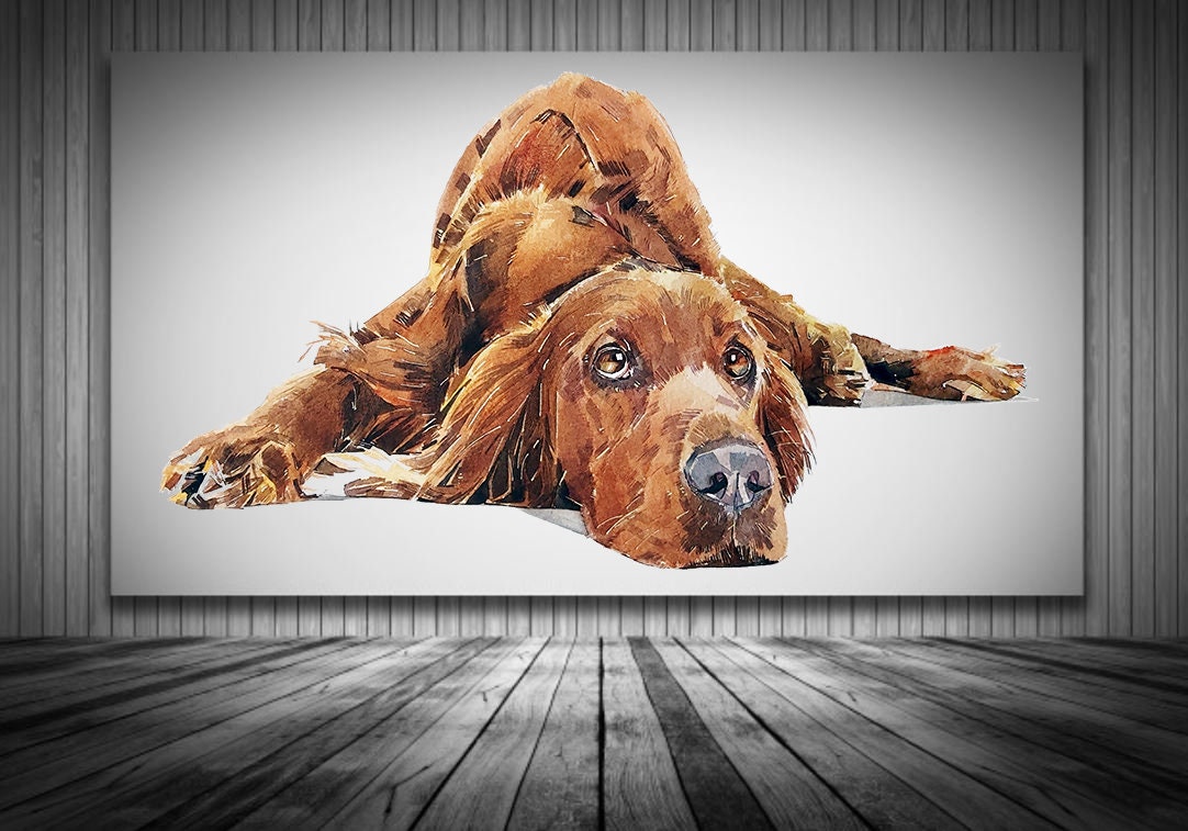 Red Setter" Canvas Print Watercolour. Irish Setter canvas art,Red Setter Wall Art,Irish Setter Canvas, Irish Setter Wall Art