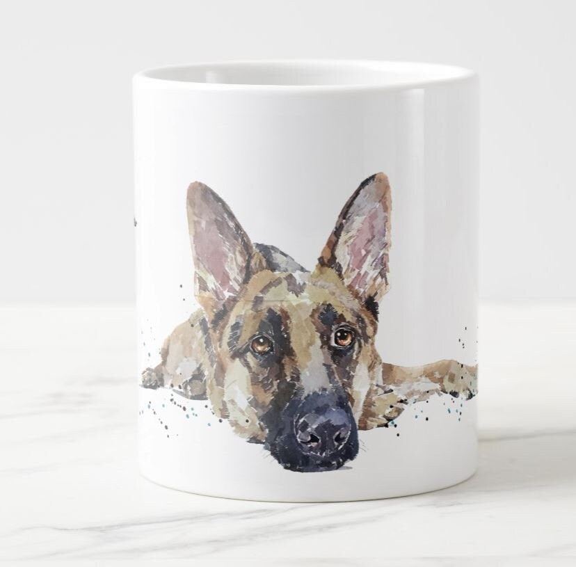 German Shepherd Reclined Ceramic Mug 15 oz- German Shepherd Coffee Mug, German Shepherd mug gift ,German Shepherd Cup