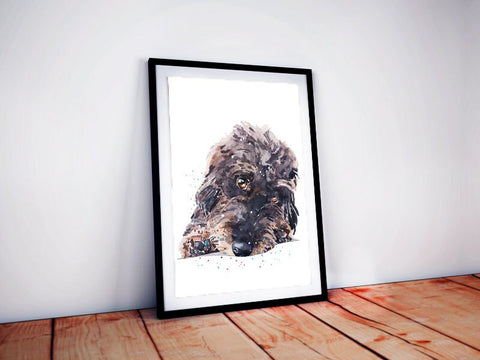 Wirehaired Dachshund Reclined " Print Watercolour, Wire Doxie, Wire Doxie Art, Wirehaired Dachshund Print,Wirehaired Dachshund wall hanging